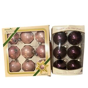 VINTAGE Rauch 6 glass christmas Tree  ornaments Purple